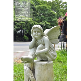 精靈女孩石像_凝望(y14609立體雕塑.擺飾-立體童趣擺飾)